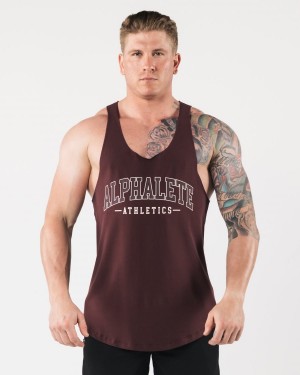 Men's Alphalete AA Raw Cut Tank Tanks Sangria | 9674-HQXAY