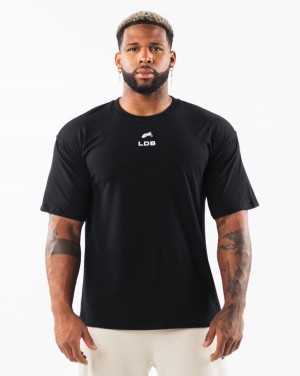 Men's Alphalete Brushed Crest Tee Shirts Black | 4903-GXETR