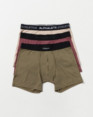 Men's Alphalete Classic Boxer Brief 3pk Underwear Autumn / Willow / Linen | 5283-GRWZI