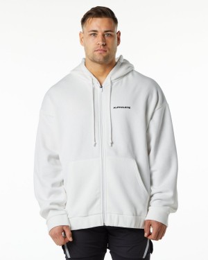 Men's Alphalete Classic Full-Zip Jacket Jackets White | 3781-TKJAZ