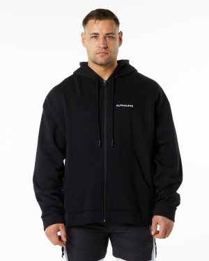 Men's Alphalete Classic Full-Zip Jacket Jackets Black | 0237-VZGAL