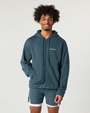 Men's Alphalete Classic Full-Zip Jacket Jackets Ocean | 2831-HLPXZ