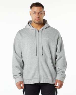 Men's Alphalete Classic Full-Zip Jacket Jackets Heather Grey | 9821-LHQFN