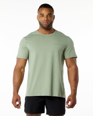 Men's Alphalete Classic Tee Shirts Sage | 2307-IGOMB