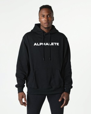 Men's Alphalete Core Hoodie Hoodie Black | 8374-OWFCH