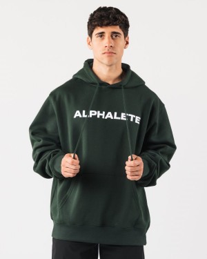 Men's Alphalete Core Hoodie Hoodie Evergreen | 7391-CEIHM