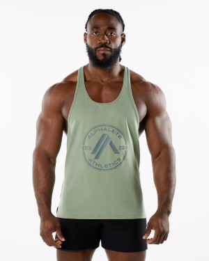 Men's Alphalete Dynasty Stringer Stringers Sage | 8075-JMAHY