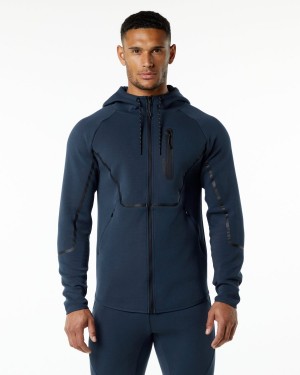 Men's Alphalete ELMTS Athletic Jacket Jackets Harbor Navy | 4916-BVFOP