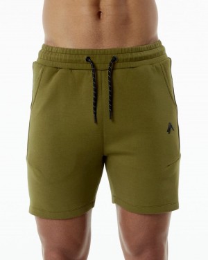 Men's Alphalete ELMTS Athletic Short 6" Shorts Moss | 8374-HXKPN