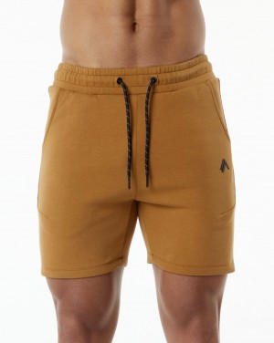 Men's Alphalete ELMTS Athletic Short 6" Shorts Almond | 5729-ASFUT