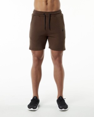 Men's Alphalete ELMTS Athletic Short 6" Shorts Fudge Brown | 2846-ACIDE