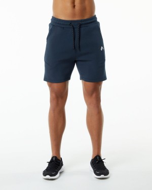 Men's Alphalete ELMTS Athletic Short 6" Shorts Harbor Navy | 9741-HBNYC