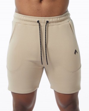 Men's Alphalete ELMTS Athletic Short 6" Shorts Tan | 8970-PMJWD