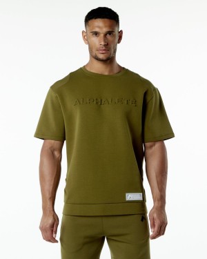 Men's Alphalete ELMTS Half Sleeve Pullover Jackets Moss | 8927-XBKCQ