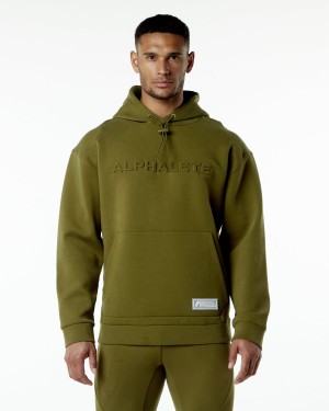 Men's Alphalete ELMTS Hoodie Hoodie Moss | 1092-TPGYB