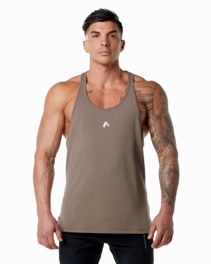 Men's Alphalete Emblem Stringer Stringers Mocha | 7608-UNOGD