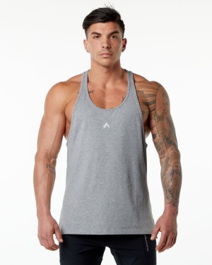 Men's Alphalete Emblem Stringer Stringers Heather Grey | 8245-CHUTE