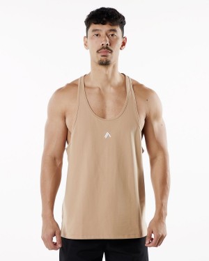 Men's Alphalete Emblem Stringer Stringers Taupe | 6735-AJVLN