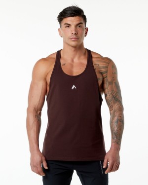 Men's Alphalete Emblem Stringer Stringers Burgundy | 6214-JPHVW