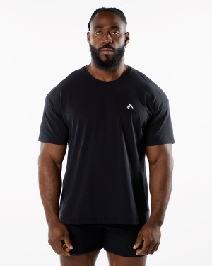 Men's Alphalete Emblem Tee Shirts Black | 5103-ANYCB