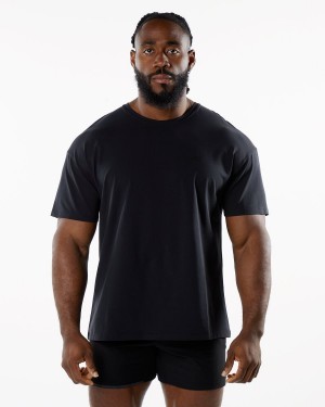 Men's Alphalete Emblem Tee Shirts Blackout | 3170-RUKYZ