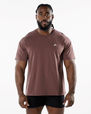 Men's Alphalete Emblem Tee Shirts Merlot | 7029-ADUYI