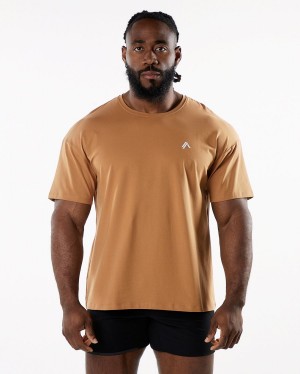 Men's Alphalete Emblem Tee Shirts Rust | 2405-YCHJP