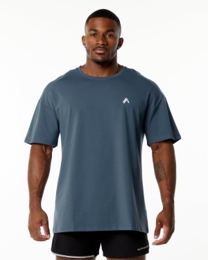 Men's Alphalete Emblem Tee Shirts Whale Blue | 6543-JVCMO