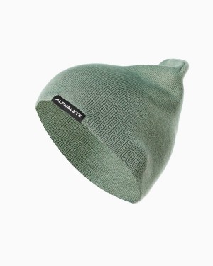 Men's Alphalete Essential Beanie Accessories Sage | 5328-PZBTO