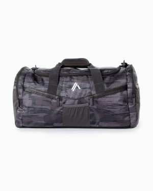 Men's Alphalete Essential Duffel Bag Accessories Burgundy Canvas Camo | 7390-ZYOIW