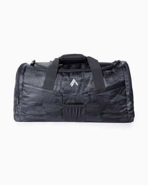 Men's Alphalete Essential Duffel Bag Accessories Black Canvas Camo | 3574-GDLNH