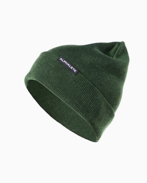 Men's Alphalete Essential Foldover Beanie Accessories Wild Sage | 5731-GPOHE