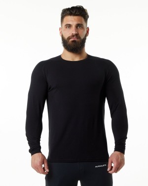 Men's Alphalete Evo Epaulette Tee Shirts Black | 0417-TISQW