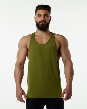 Men's Alphalete Evo Stringer Stringers Moss Green | 2506-STHAO