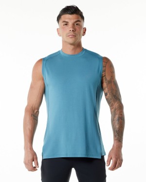 Men's Alphalete Evo Tank Tanks Blue Lagoon | 7860-PSMLD