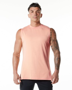 Men's Alphalete Evo Tank Tanks Cheeky Coral | 8791-AECYB