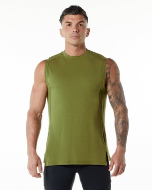 Men's Alphalete Evo Tank Tanks Moss Green | 0128-QDUCP