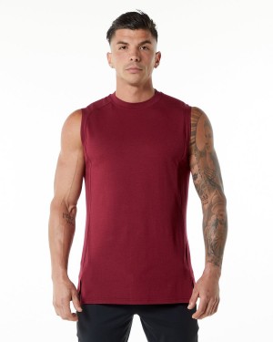 Men's Alphalete Evo Tank Tanks Ruby Red | 3207-VABWC