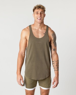 Men's Alphalete Heavy Cotton Core Stringer Stringers Oak | 9210-YIMNU