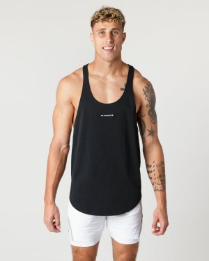 Men's Alphalete Heavy Cotton Core Stringer Stringers Black | 7316-PQMUR