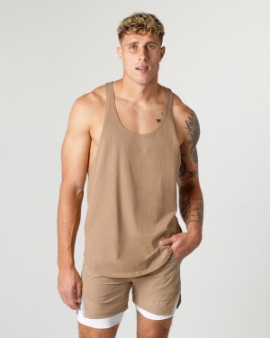 Men's Alphalete Heavy Cotton Core Stringer Stringers Chai | 2570-KQLIJ