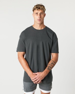 Men's Alphalete Heavy Cotton Core Tee Shirts Shadow | 8314-UNOSL