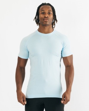 Men's Alphalete Hero Tee Shirts Arctic Blue | 6750-URIXV