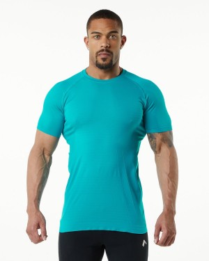 Men's Alphalete Hero Tee Shirts Ocean | 2760-VJYZA