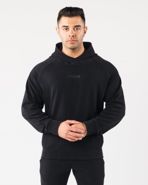 Men's Alphalete Identity Pro Hoodie Hoodie Black | 0943-IDTUH