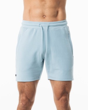 Men's Alphalete Identity Short 6” Shorts Muted Blue | 8143-RHQJN