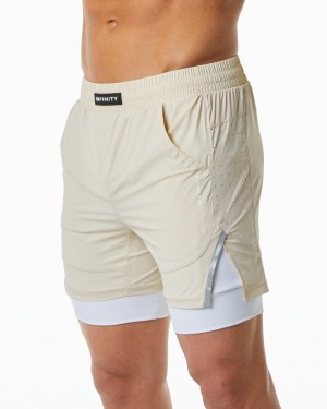 Men's Alphalete Infinity Speed Short 5.5" Shorts Vanilla | 7850-BEAOQ