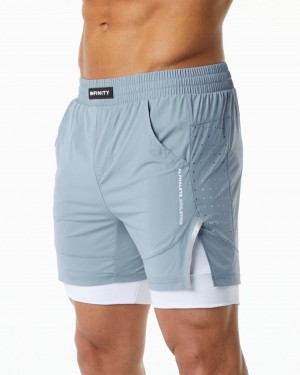 Men's Alphalete Infinity Speed Short 5.5" Shorts Fog Blue | 5340-QHFWP