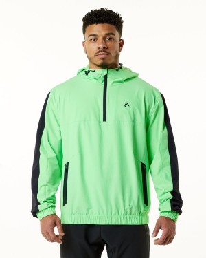 Men's Alphalete Infinity Tech Jacket Jackets Atari Green | 9482-KLUEZ