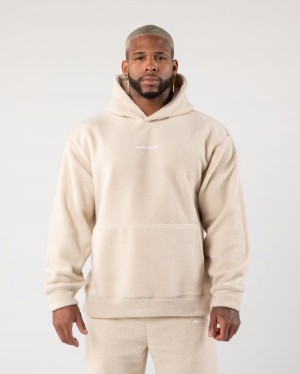 Men's Alphalete King Hoodie Hoodie Vanilla | 2978-YJBZH